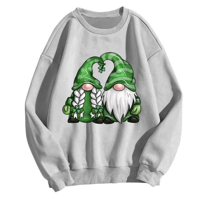 Pompotops Chemises pour Femmes Col Rond Imprimé Manches Longues Hauts Blouse Régulière Imprimée Liquidation