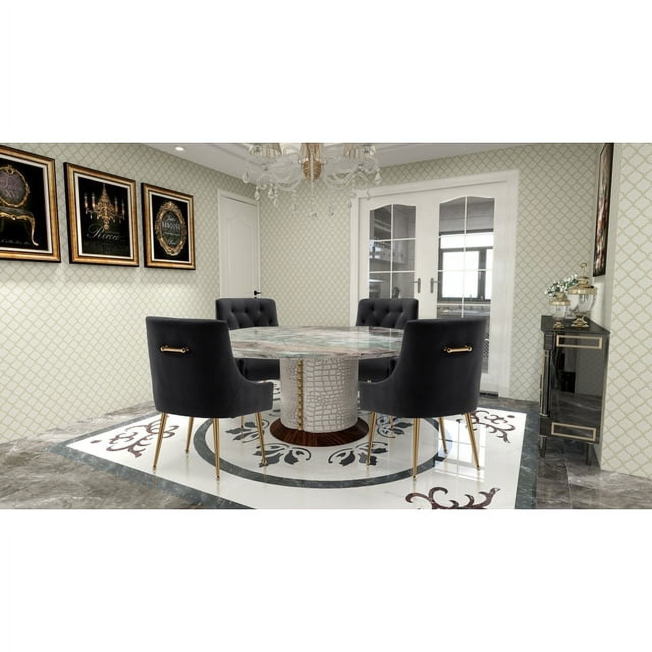 SEYNAR Modern Velvet Dining Chairs Set of 2, Tufted Back Accent Chair for Living Room,Black