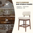 thumbnail image 4 of Hawsaiy Counter Height Bar Stools Set of 2, Mid Century Modern Boucle Barstools with Solid Wood Frame, Upholstered Kitchen Island Stools with Backrest & Footrest, White, 4 of 6