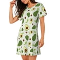 thumbnail image 2 of Gukieu Green Avocado Print Women's Nightgown, A-line Round Neck Short-sleeved Nightgown Pajamas Home Wear Suitable for Home and Outing, 2 of 6