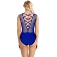 thumbnail image 2 of iEFiEL Women Sleeveless Mesh Splice Ballet Dance Leotard Yoga Gymnastics Bodysuit, 2 of 6