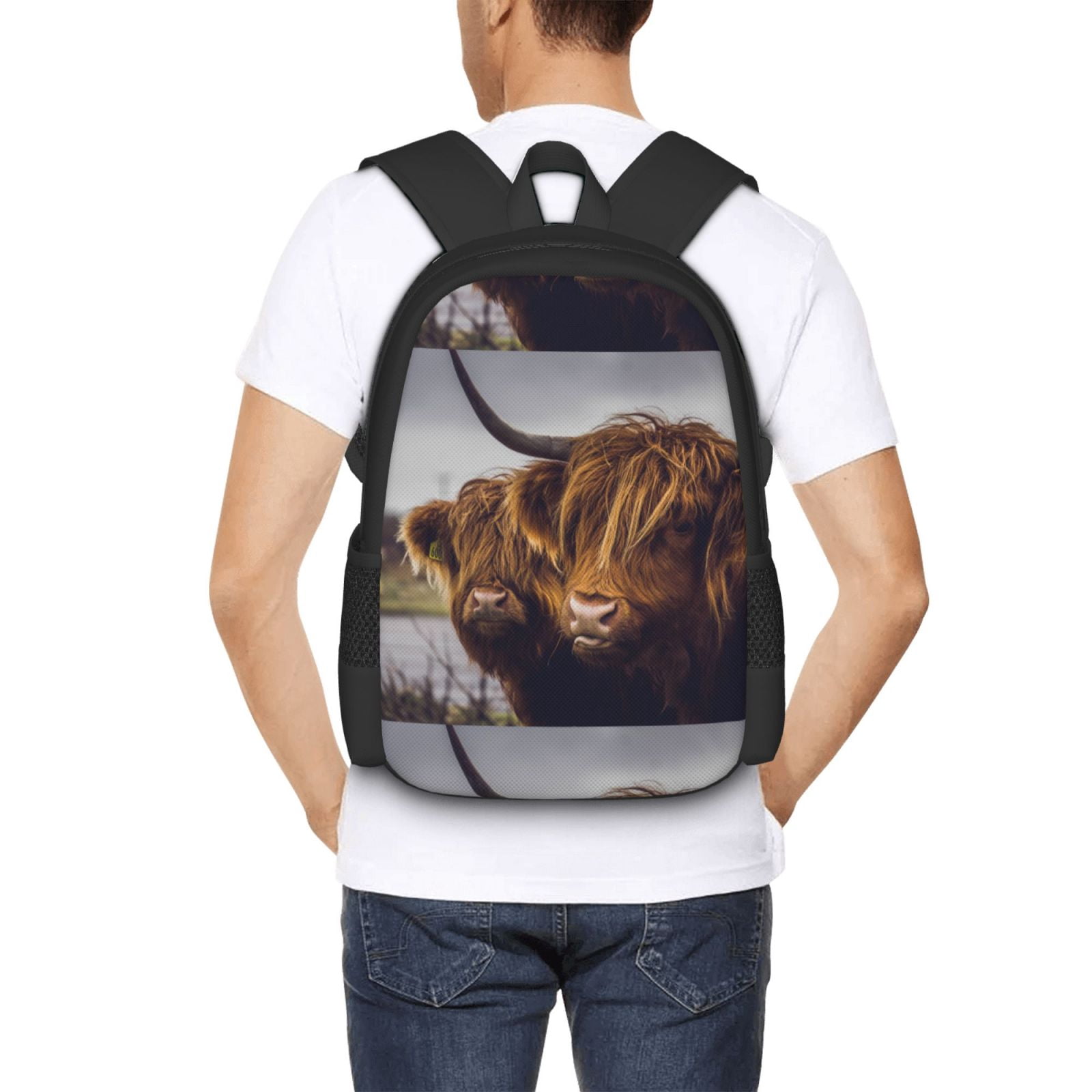 Vsdgher Portrait Of Cow With Its Baby Cow Print Backpack for Women Men School Bookbag with Laptop Compartment for College Work Travel, Simple Fashion Casual Daypack, Fit 15" Laptop