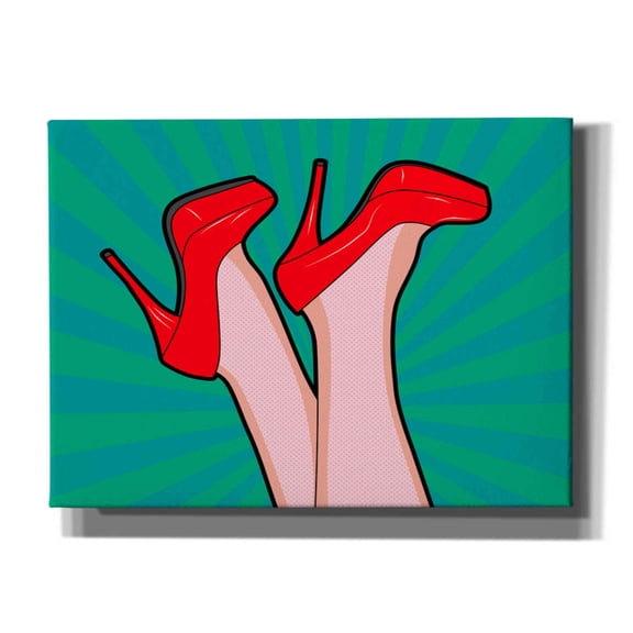 Epic Graffiti 'Woman Legs With A Red Sexy Shoes' by Mark Ashkenazi, Canvas Wall Art, 54"x40"