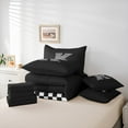 thumbnail image 5 of Feelyou Checkered Monogrammed K Bedding Comforter Set 7pcs, Cartoon Buffalo Geometric Queen Bedding Sets, Teens Boys Girls Kids Reversible Queen Sheet Sets, Breathable Home Decor, 5 of 7