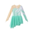 thumbnail image 5 of inhzoy Kids Girls Rhinestone Sequin Long Sleeve Figure Ice Roller Skating Dress Light Green 16, 5 of 8