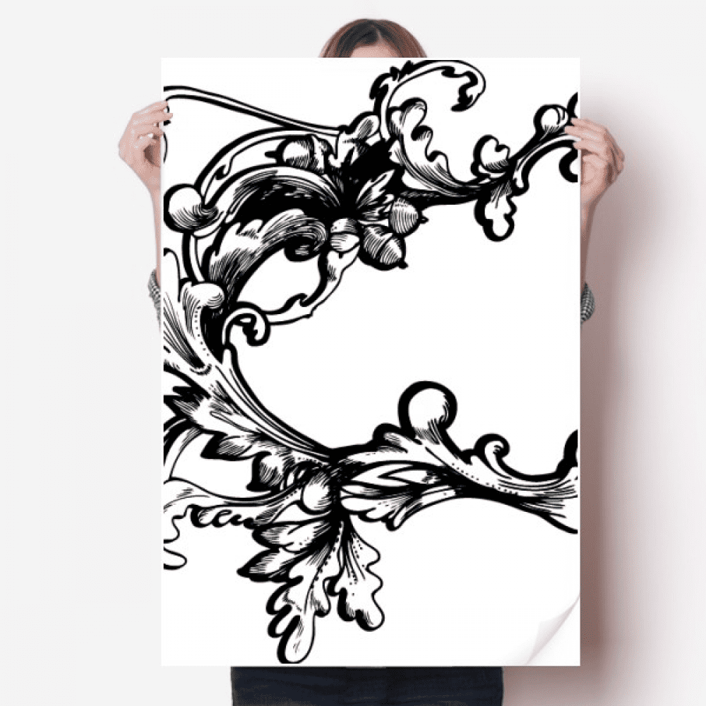 Baroque Decoration Flower Modern Pattern Sticker Decoration Poster ...