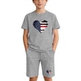 thumbnail image 2 of Amidoa Girls 2 Piece Outfits Summer Clothes Short Sleeve Cotton Floral Print T-Shirt and Shorts Casual Kids Clothing Sets Gray Size 11, 2 of 9