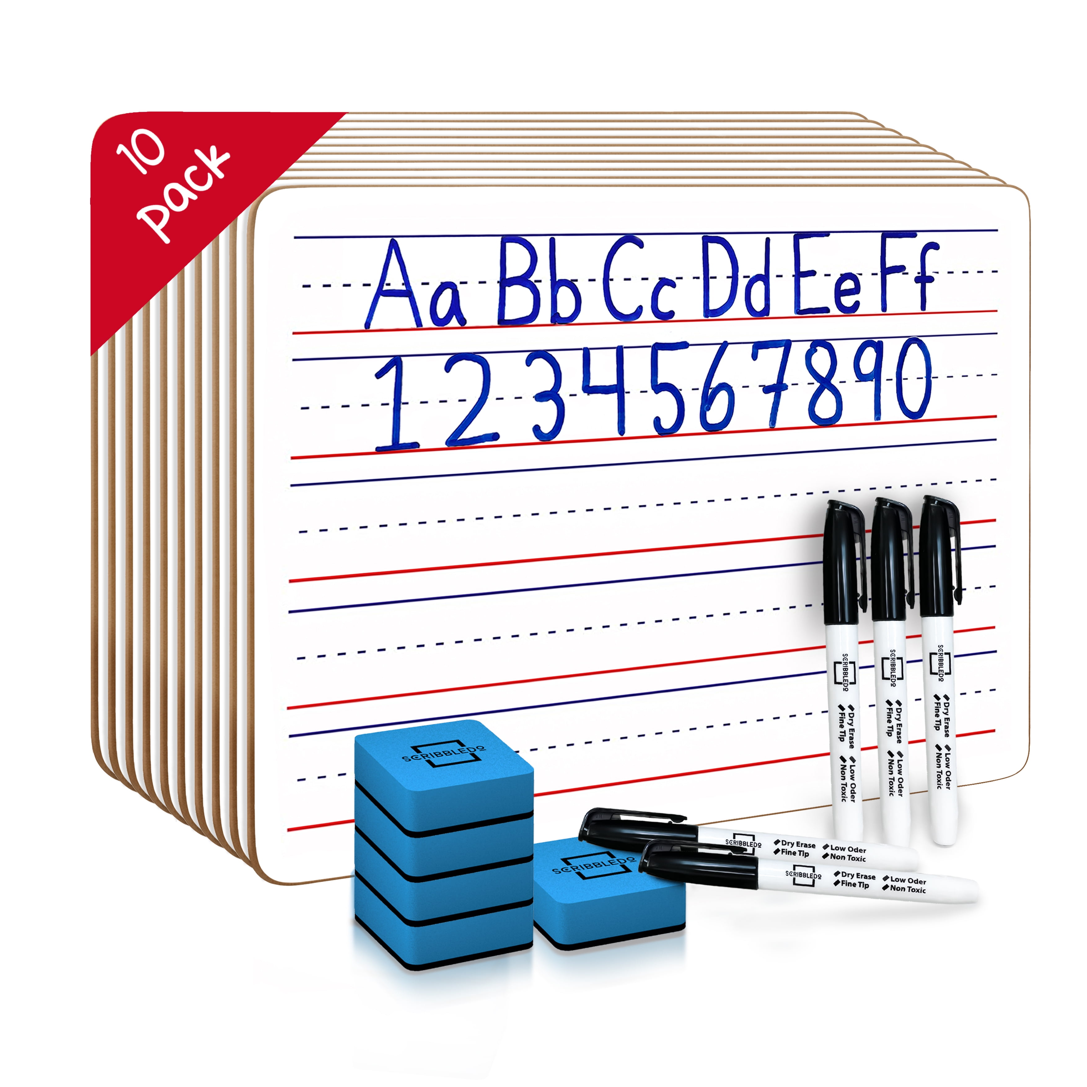 Ruled Dry Erase Boards 9 X12 Inch Lined Whiteboard (Double Sided White