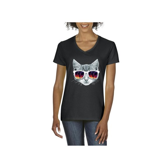 Normal is Boring - Women's T-Shirt V-Neck Short Sleeve, up to Women Size 3XL - Kitty