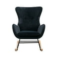 thumbnail image 5 of Modern Accent Rocking Chair Velvet Upholstered Nursery Glider Rocker Chair Comfy Side Armchair Rocking Arm Chair with Padded Seat and High Backrest, Solid Wood Legs, for Living Room, Black, 5 of 7