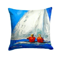 Carolines Treasures MW1360PW1414 Sailboat Twos Company Fabric Decorative Pillow  14Hx14W multicolor