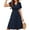 Navy Blue, variant on Womens Summer Floral Boho Dress Casual Short Sleeve V-Neck Swing Midi Dress, Polkadots Red L