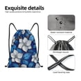 thumbnail image 5 of Drawstring Backpack - Blue White Floral Elegance Splash Proof Small Drawstring Gym Bag for Women Men, Cinch Sports String Bag Backpack for Travel Swimming Beach, 5 of 8
