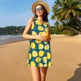 thumbnail image 3 of Naloa Lemon Print Women's Summer Spring Casual Beach Sundress,Vacation Sleeveless Tank Crewneck Loose Dresses, 3 of 7