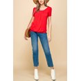 thumbnail image 5 of Made by Johnny Women's Scoop Neck Short Sleeve Pleated Front Blouse Tunic Top L RED, 5 of 6