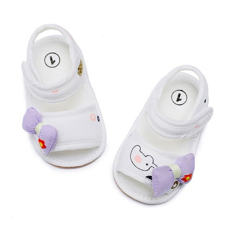 

LYCAQL Baby Shoes Girls Bowknot Open Toe Cartoon Prints Shoes First Walkers Shoes Summer Toddler Flat Size 5 Little Girl Shoes (Purple 11 )