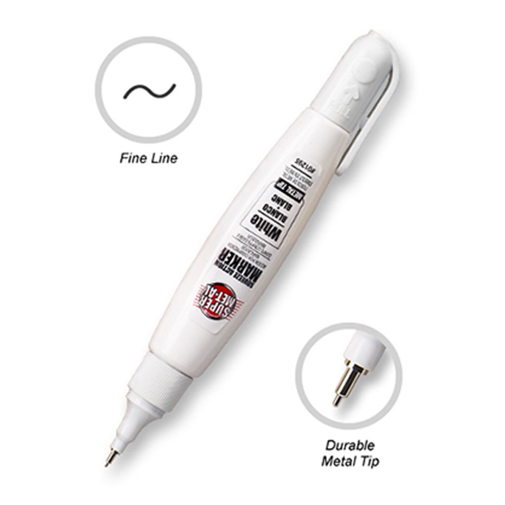 4 X Squeeze Paint Pen Metal Tip White Marker Steel Multi Surface Writer Marking