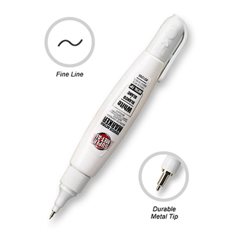AllTopBargains 4 x Squeeze Paint Pen Metal Tip White Marker Steel Multi Surface Writer Marking