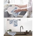 thumbnail image 5 of Blue White Floral Kitchen Dish Towels for Drying Dishes Set of 3, Spring Botanical Leaves Farmhouse Waffle Weave Microfiber Hand Tea Bathroom Towels Quick Dry & Absorbent Towel 15.7x23.6, 5 of 7