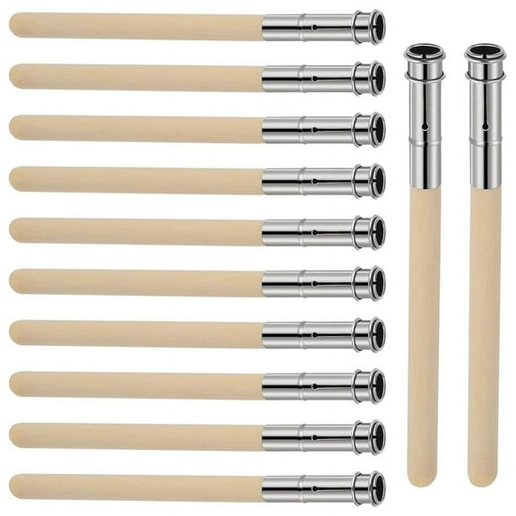 12 PCS Wooden Pencil Extenders for Artists with Adjustable Metal Handle Lengthener Pull Charcoal Holder
