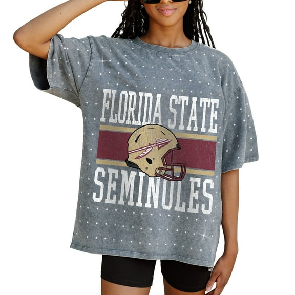 Women's Gameday Couture Gray Florida State Seminoles On the Ball Oversized T-Shirt