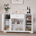 thumbnail image 6 of Homfa 47.2" Wood Sideboard with Drawer, 4 Door Buffet Storage Cabinet with Adjustable Shelves for Kitchen Dining Room, White, 6 of 7