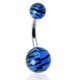 thumbnail image 1 of Bola de resina con estampado de leopardo y cebra, botón para ombligo, perforación antialérgica, joyería para el cuerpo (azul), 1 of 2