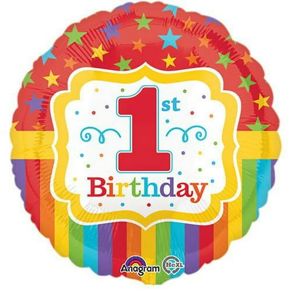 LOONBALLOON Birthday-for-him-Balloons, 17″ RAINBOW 1ST BIRTHDAY