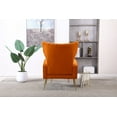 thumbnail image 6 of Velvet Accent Chair with Ottoman, Wingback Chair with Footstool, Upholstered Button Tufted Sofa Chair with Metal Legs, Leisure Reading Armchair for Living Room Bedroom Office (Orange), 6 of 9