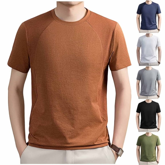 Daiosportswear Mens T Shirt - Short Sleeve Crew Neck Soft Fitted Elastic Tees Fresh Classic Tshirts White XL(XL)