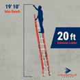 thumbnail image 2 of Louisville Ladder 20-Foot Fiberglass Extension Ladder, 300-Pound Load Capacity, Type IA, FE3220, 2 of 9