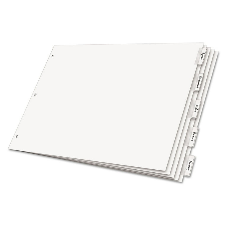 Paper Insertable Dividers, 5-Tab, 11 x 17, White, Clear Tabs, 1 Set Paper Insertable Dividers, 5-Tab, 11 x 17, White, Clear Tabs, 1 Set