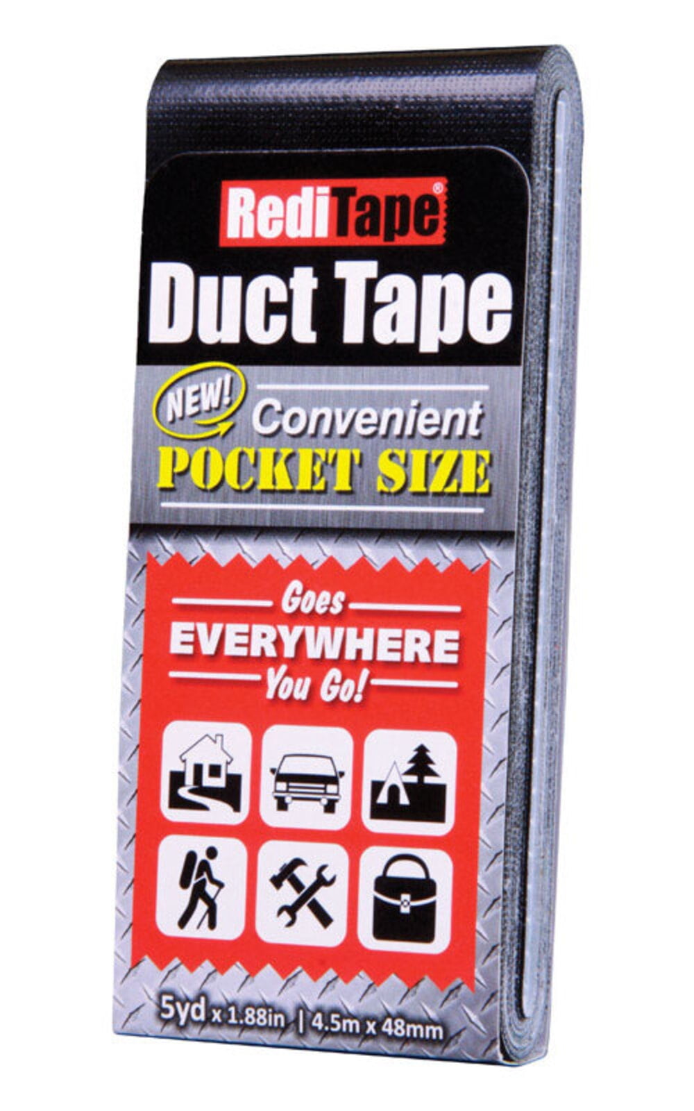 RediTape  1.88 in. W x 5 yd. L Black  Solid  Pocket-Size Duct Tape