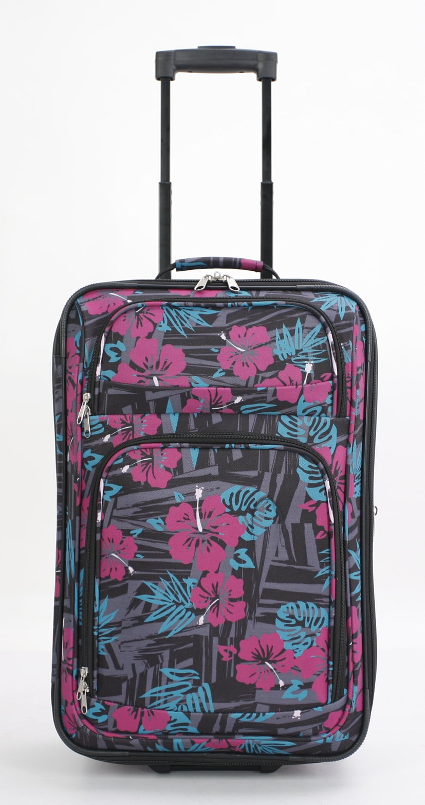21" 2Wheel CarryOn Luggage, Hawaiian Floral Print