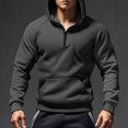 thumbnail image 2 of SGFCWSX Mens 1/4 Zip Pullover Fleece Hoodie Men Warm with Pocket Athletic Hooded Sweatshirt Gray Size L, 2 of 9