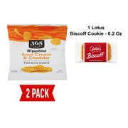 NFMarket, Potato Chips Rippled Cheddar & Sour Cream, 8 Ounce - Pack Of 2 & Lotus Biscoff Cookie - 0.2 Oz - 1 ct