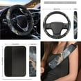 thumbnail image 5 of XYZCANDO Marble Print Armrest Cover Steering Wheel Cover Car Cushion Cover Seat Belt Cover Keychain Handbrake Cover Fender Cover Lipstick Cover Trash Can Car Coasters Washable, 5 of 7