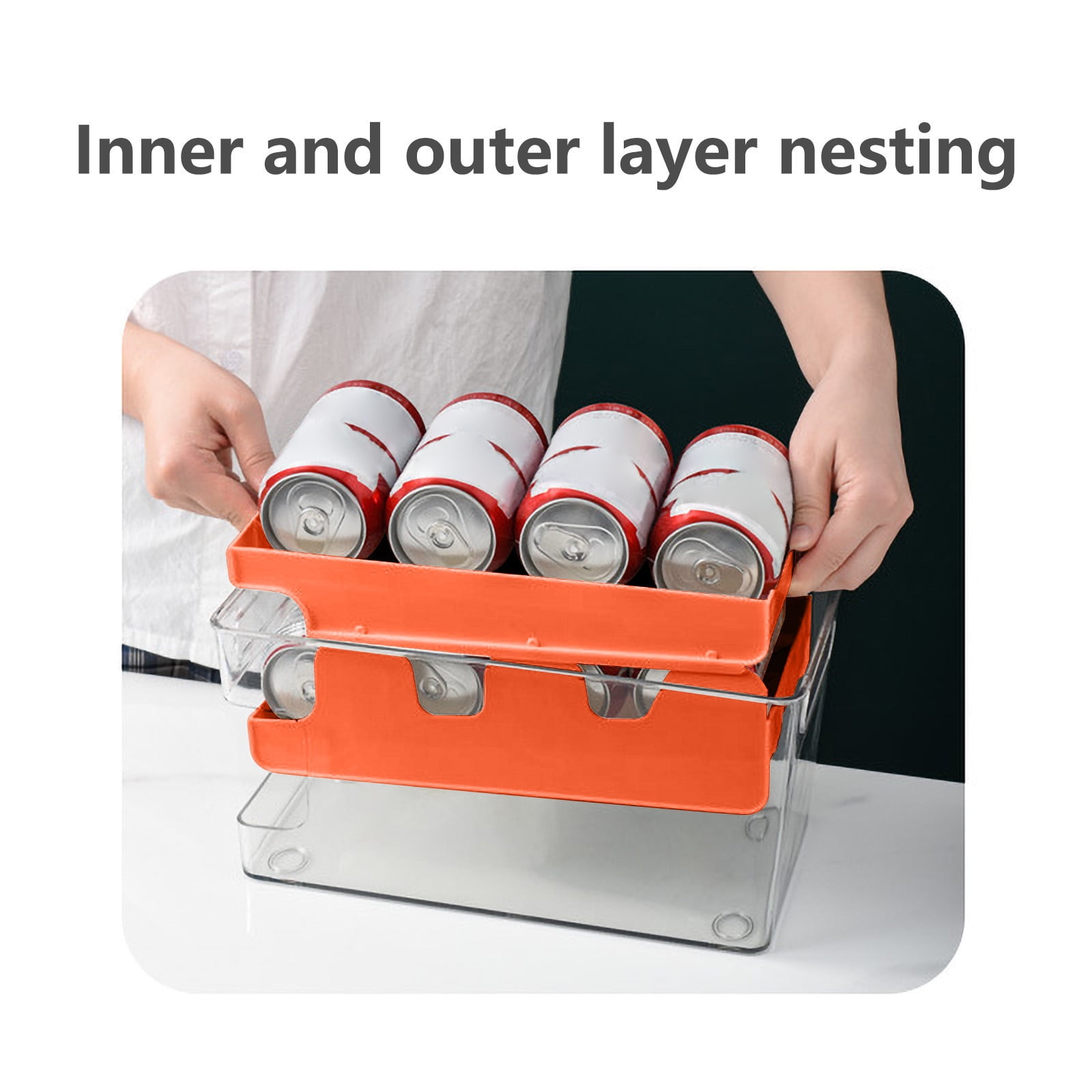 Viflosae Automatic Rolling Refrigerator Storage Box Double Layer Transparent Beer Cola Can Organizer Pantry Fridge Shelf Space Saver Efficient Kitchen
