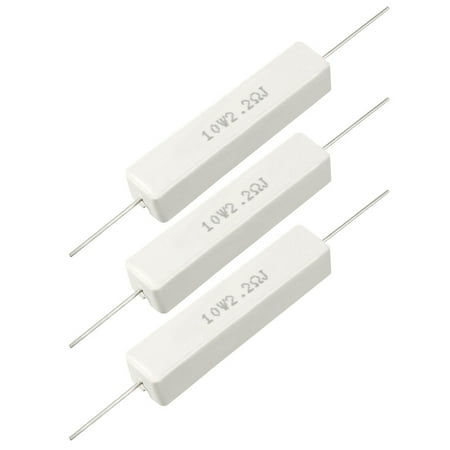 - 10W 2.2 Ohm Power Resistor Ceramic Cement Resistor Axial 3 Pcs White