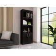thumbnail image 2 of Depot E-Shop Dozza 71-inch Tall Bookcase with 3 Shelves, Double Door Cabinet, and Metal Hardware, Black Wenge, 2 of 7