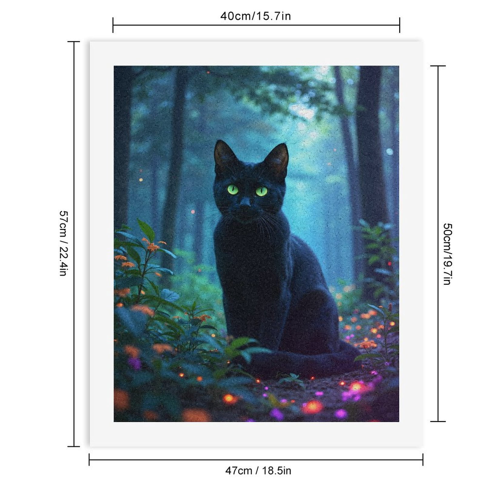 Paint by Numbers Kit for Adults, Black Cat Enchanted Forest Glowing Paint by Numbers, Easy Paint by Numbers Kit for Adults Beginner, DIY Adult Paint by Number Kits on Canvas, Home Decor