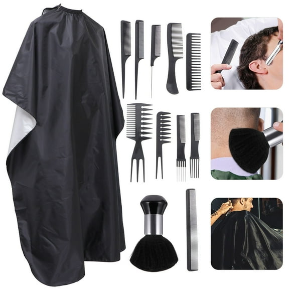 ibasenice Haircutting Capes for Adults Haircut Comb Oil Head Comb Hair Salon Cape Black 12-Pcs