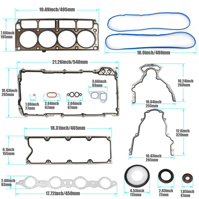 For 1999-10 for Chevy LS1LS2 LS3 LS4 LS5 LS6 4.8L 5.3L 5.7L 3 LS Gasket Set Kit