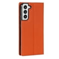 thumbnail image 2 of SaniMore Wallet Case for Samsung Galaxy S22 Plus 6.6" 2022, Wrist Strap Flip Kickstand Card Slots Genuine PU Leather Shockproof TPU Shell Anti-fall Full-body Protective Cover For S22 Plus, Orange, 2 of 8
