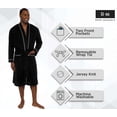 thumbnail image 4 of Ross Michaels Mens Robe Lightweight- Mid Length - Summer Bathrobe with Contrast Piping (Black, XXL), 4 of 6
