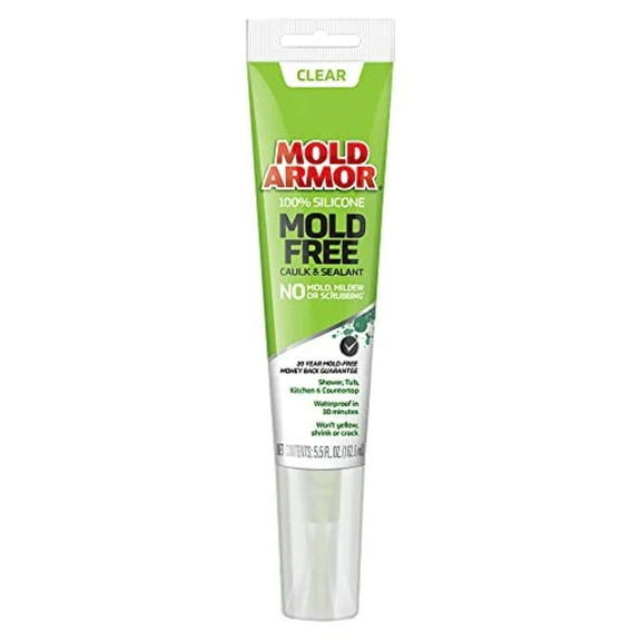MOLD ARMOR 100% Silicone Mold Free Caulk & Sealant (Clear), 5.5 Oz.