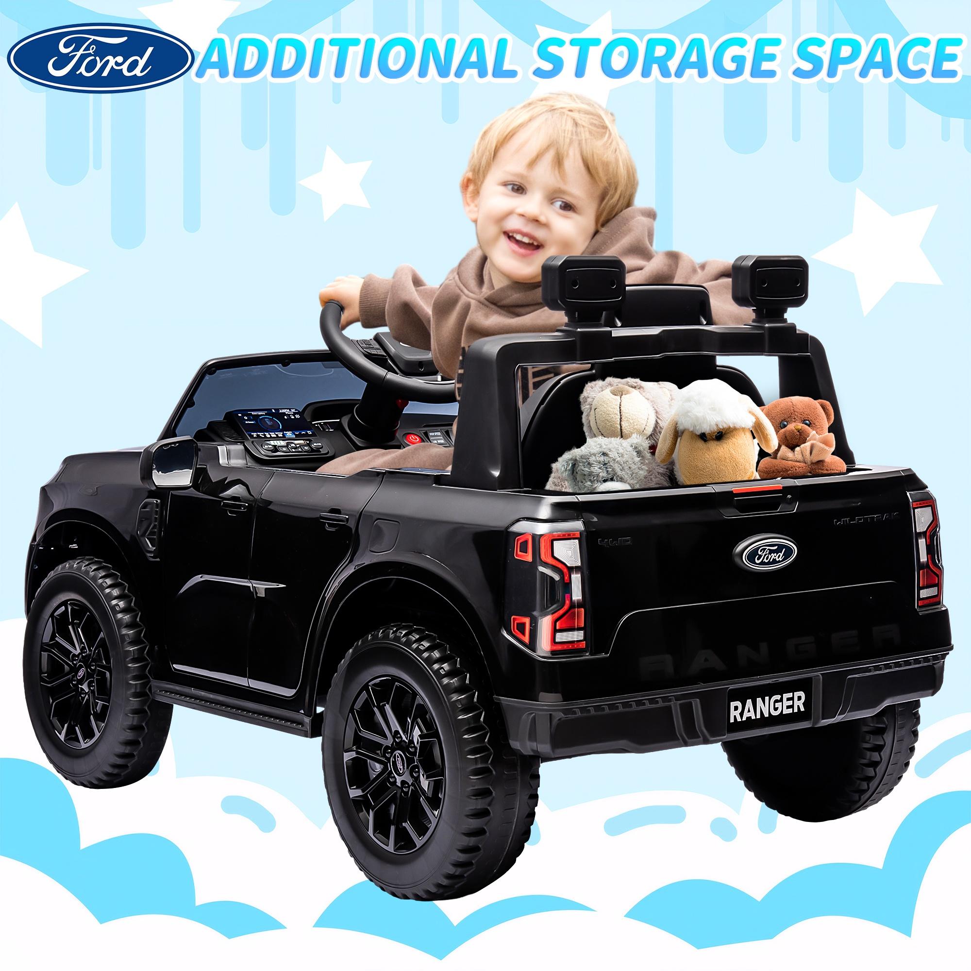 Kids Ride on Toys, Ford Ranger Powered Ride on Cars for Boys Girls Gifts 3-6 Years Old, kids Electric Cars with Remote Control, Bluetooth Music, MP3 Player, LED Lights, 4 Wheeler, Black