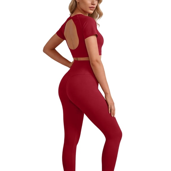 Bovxnpu Workout Sets for Women 2 Piece Tracksuit Set Athletic Yoga Outfits Stretchy Yoga Workout Set With Comfortable Gym Pants And Top Set