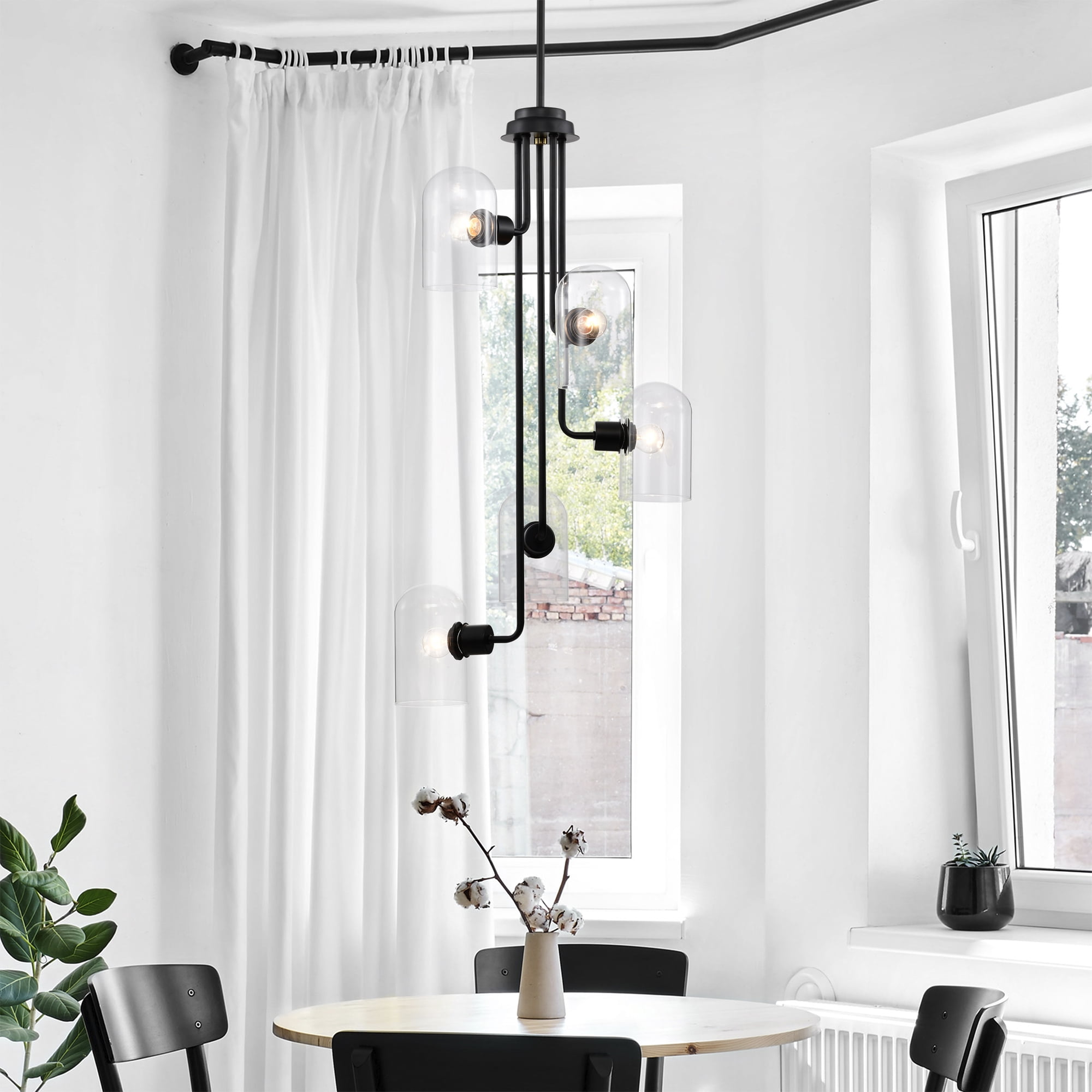 Alana 18.9 in. 5-Light Indoor Matte Black and Brass Finish Chandelier with Light Kit