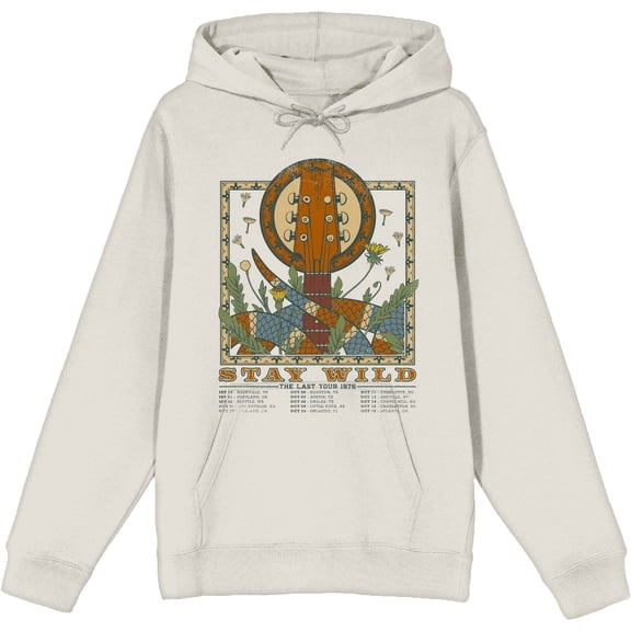 "Stay Wild The Last Tour 1976" Featuring Snake, Guitar, and Dandelion Adult Sand Long Sleeve Hoodie-Medium